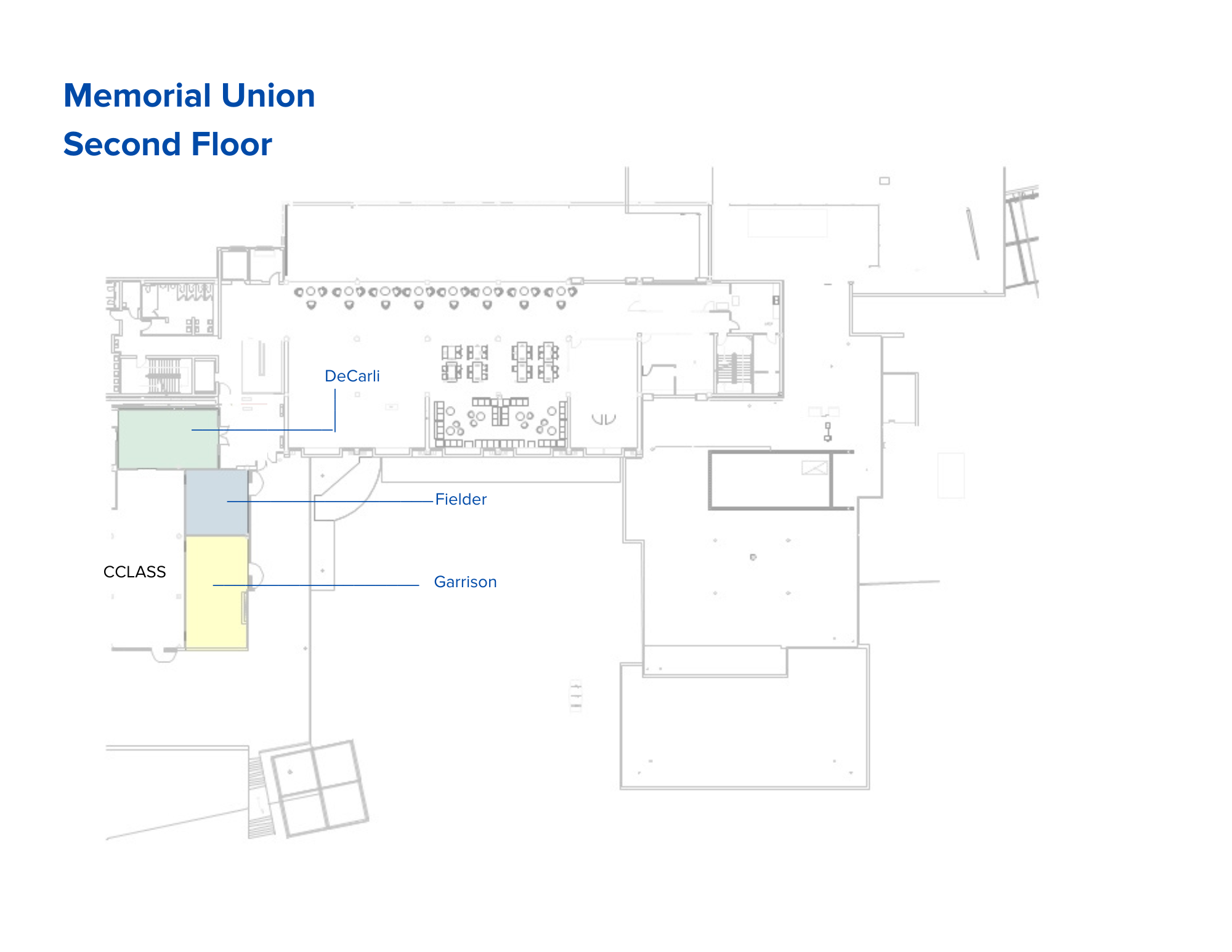 Map of Memorial Union 2nd Floor event space.